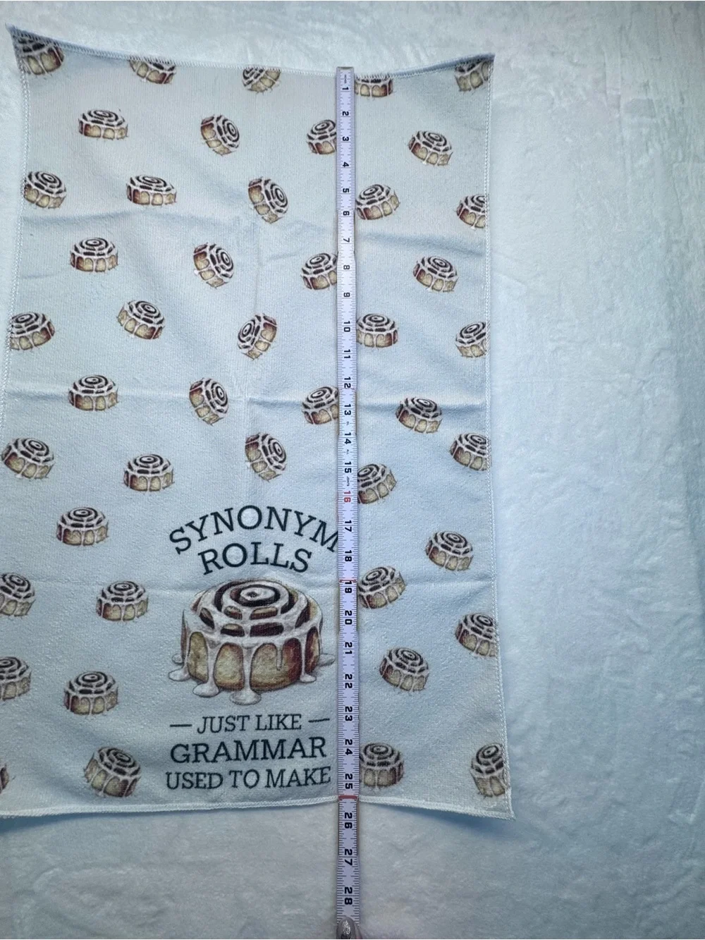 Cinnamon Roll Kitchen Tea Towel - White with Brown Accents